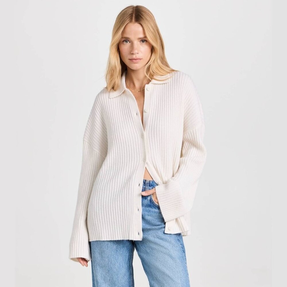 Reformation Fantino Cashmere Collared Cardigan